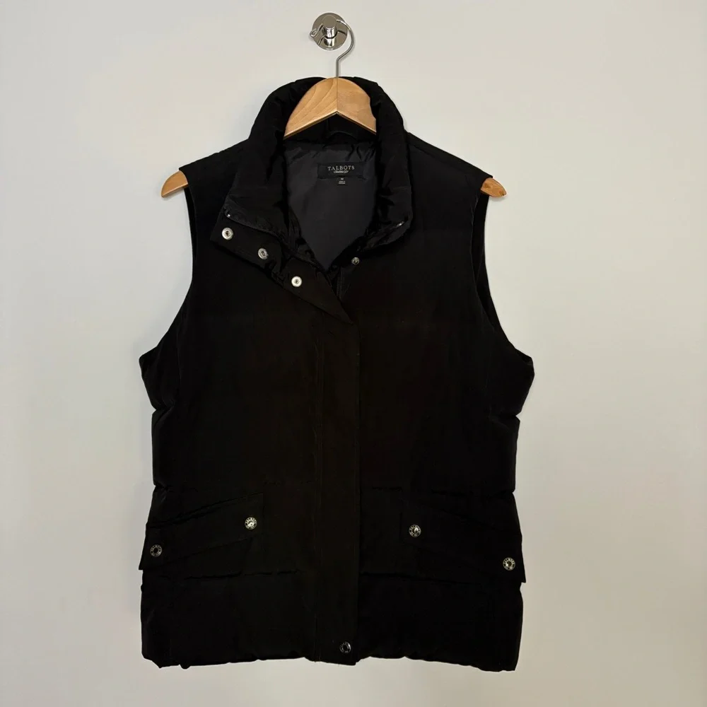 Talbots Black Down-Filled Quilted Puffer Vest – Size M - Picture 1 of 10